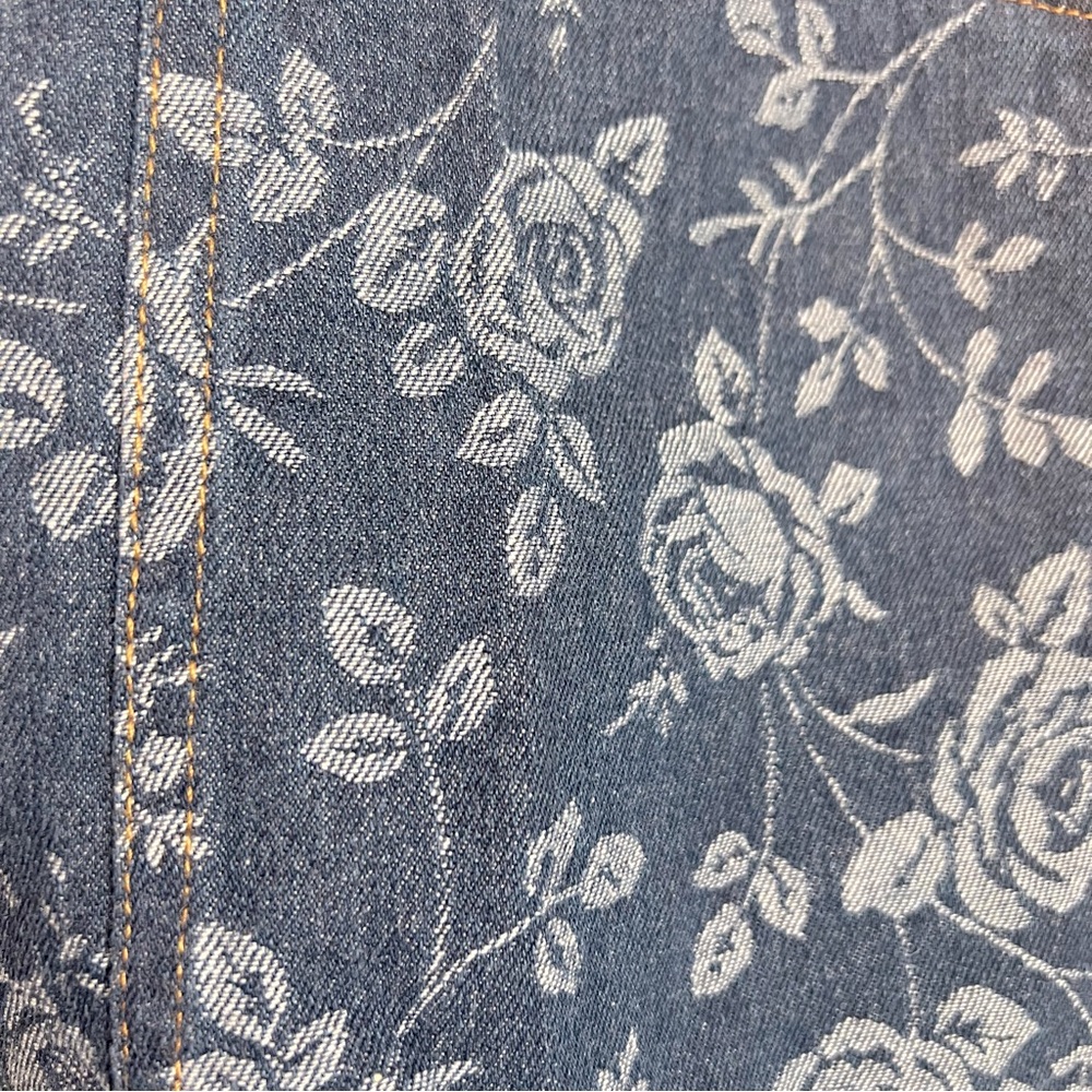 Lulus Summertime Inspiration Dark Wash Floral Denim Halter Mini Dress Blue - Picture 8 of 8